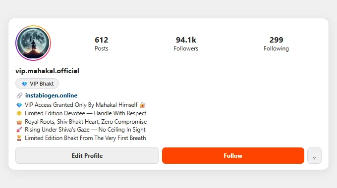 VIP Mahakal Bio For Instagram